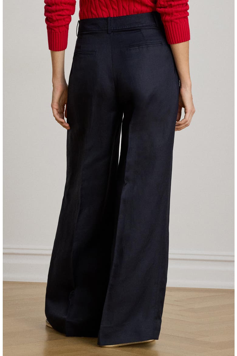 Wide Leg Linen Blend Pants, Alternate, color, LAUREN NAVY BLUE
