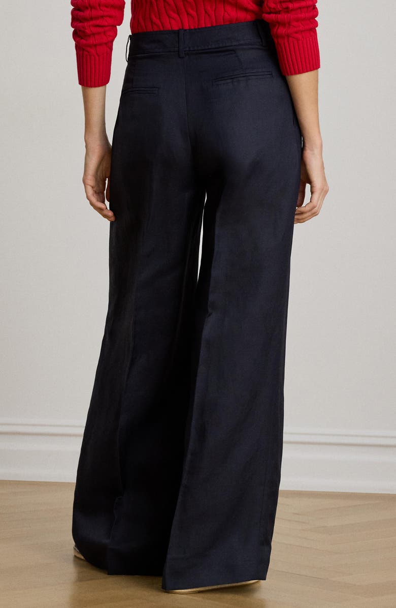 Lauren Ralph Lauren Wide Leg Linen Blend Pants, Alternate, color, Lauren Navy Blue
