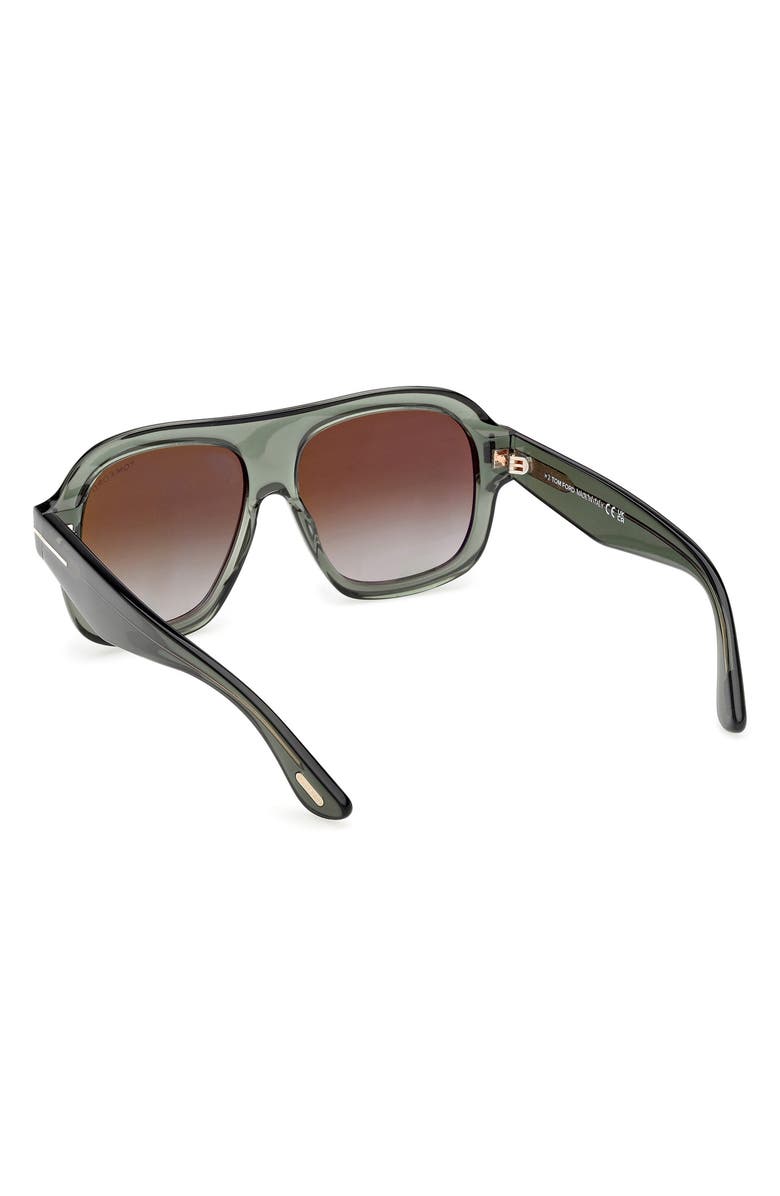 TOM FORD Rhonda 56mm Gradient Pilot Sunglasses, Alternate, color, Shiny Sage / Green Lens