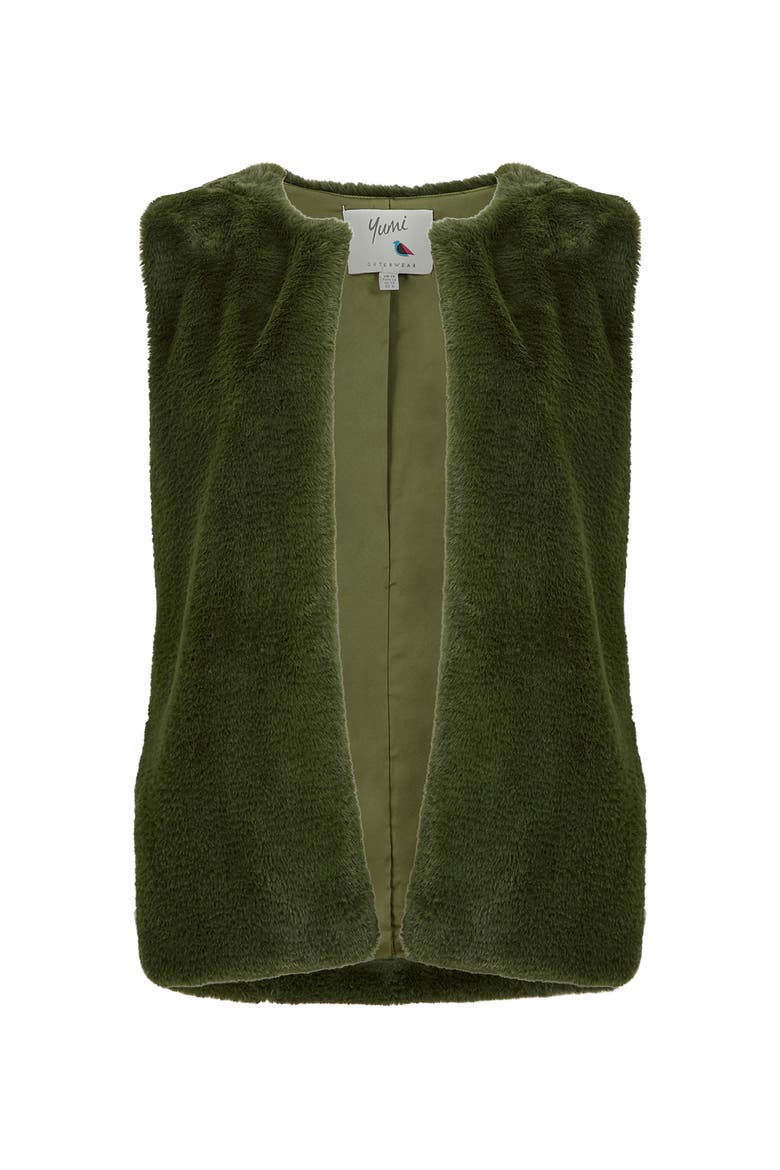 Faux Fur Gilet, Alternate, color, Green