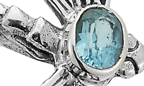 Samuel B. Sterling Silver Blue Topaz Dragonfly Bypass Ring