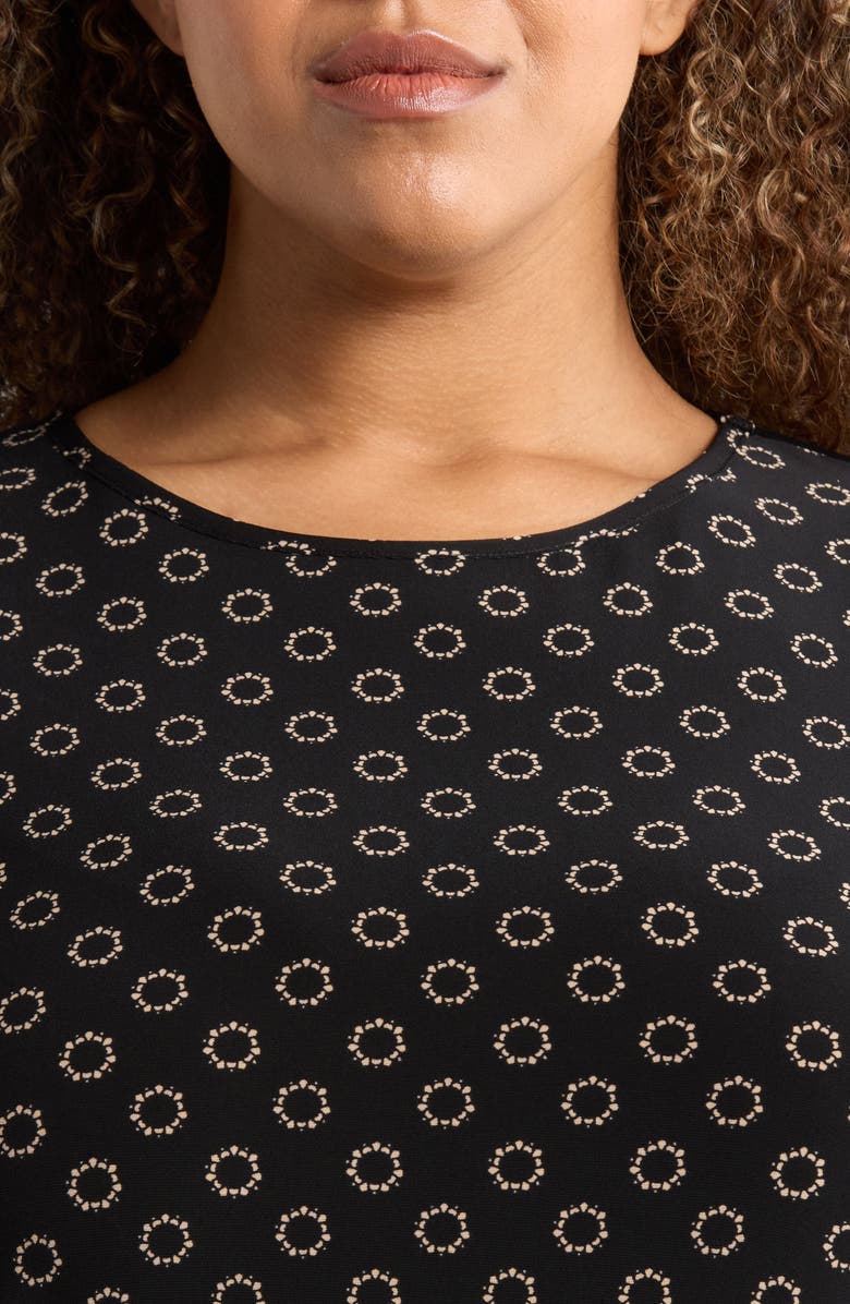 AK ANNE KLEIN Circle Print Tulip Sleeve Top, Alternate, color,