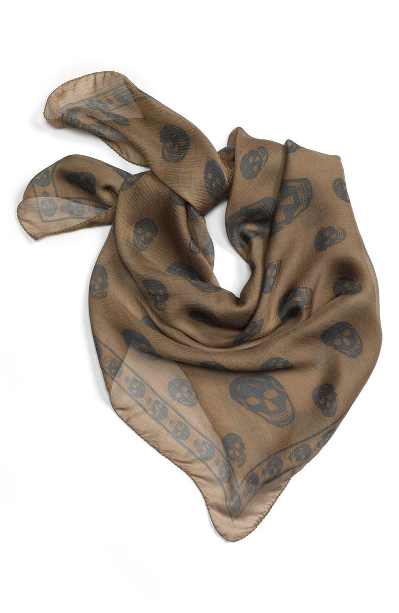 McQueen Alexander McQueen Skull Print Silk Chiffon Scarf, Main, color,
