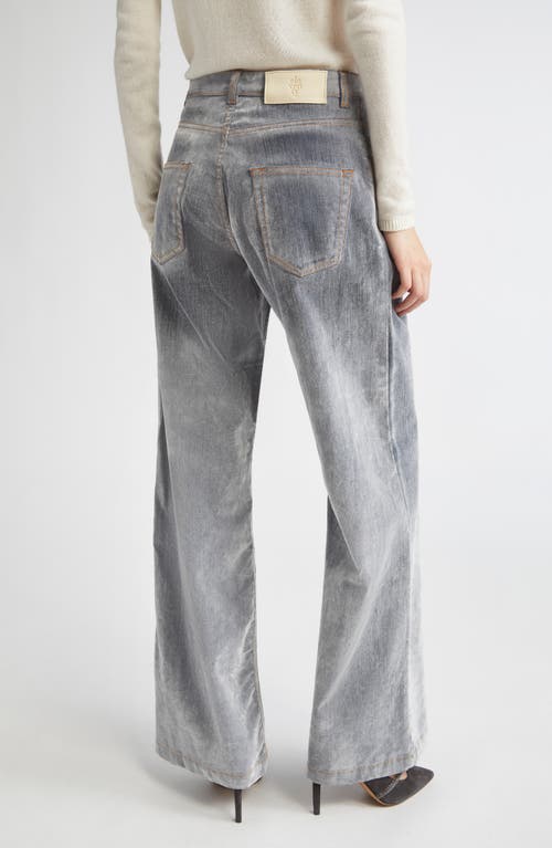 Eleventy Flocked Denim Flare Leg Jeans In Gray
