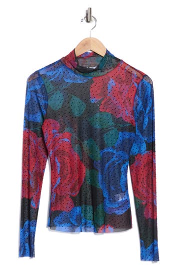 Afrm Los Angeles Zoe Rhinestone Long Sleeve Turtleneck Top