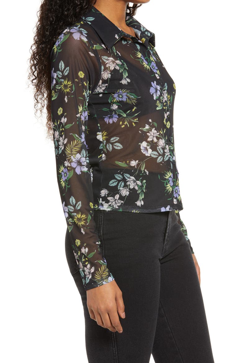 Zayne Floral Button-Up Blouse, Alternate, color, SPRING NOIR BOUQUET