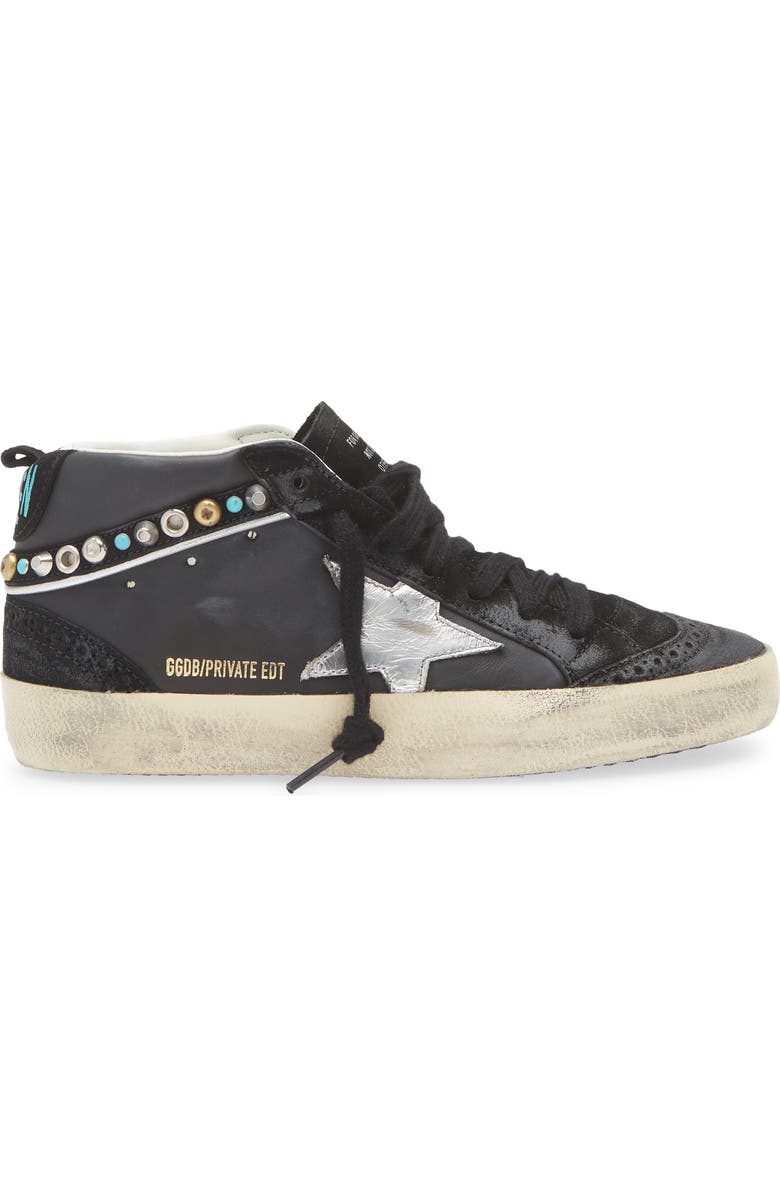 Golden Goose Mid Star Sneaker, Alternate, color, Black/ Silver