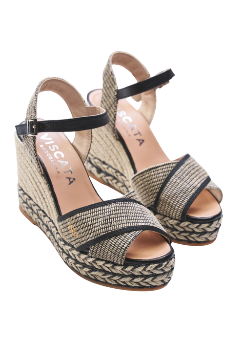Viscata Empuria Canvas Espadrille Sandal Wedges In Black