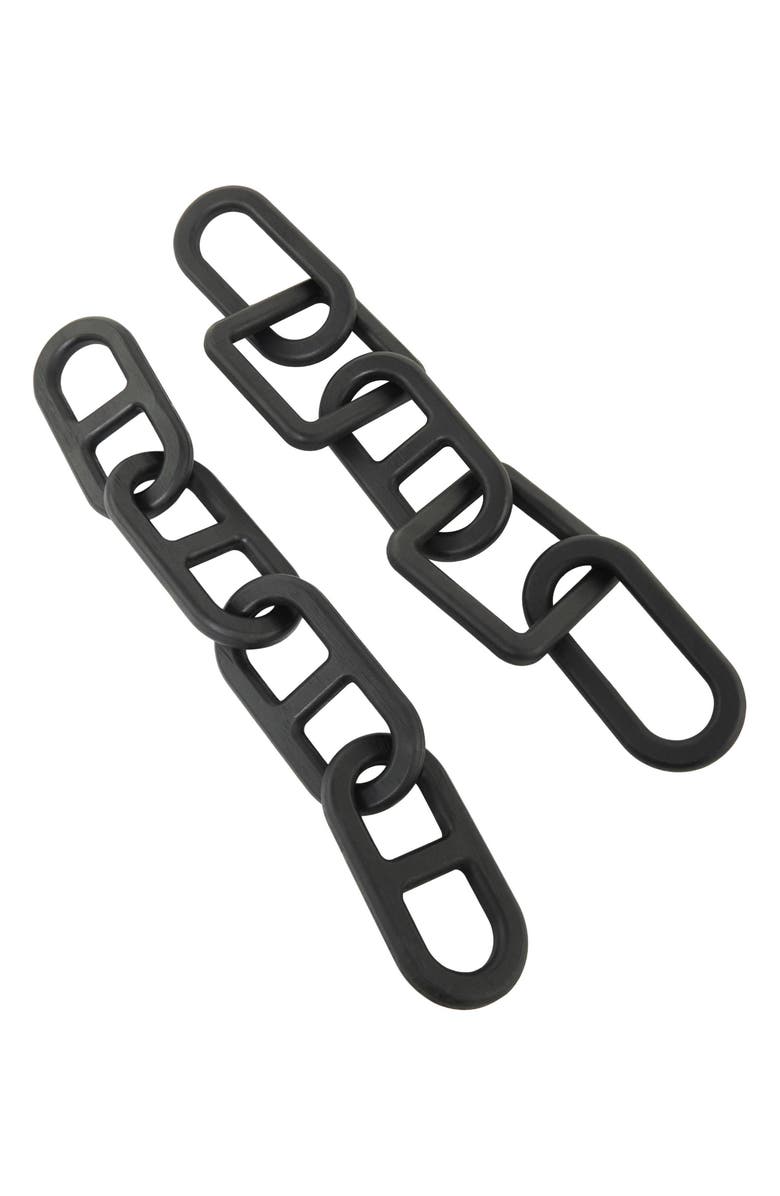 UMA Set of 2 Wooden Chain Link Sculptures, Alternate, color, Black