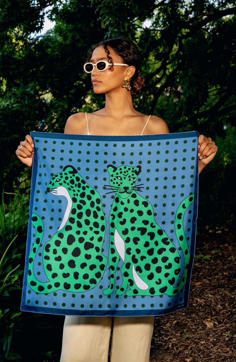Jessie Zhao New York Twin Leopards Double Sided Silk Scarf, Alternate, color,