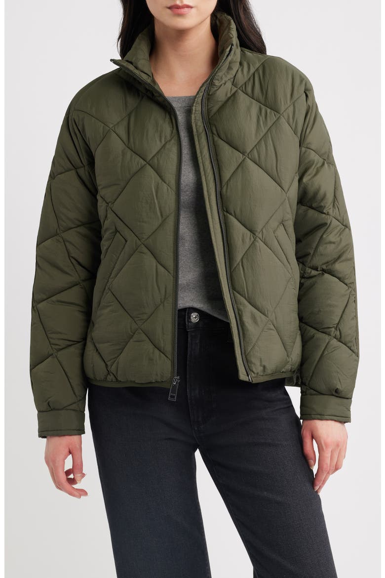 Crop Diamond Quilted Jacket, Main, color, ARMY