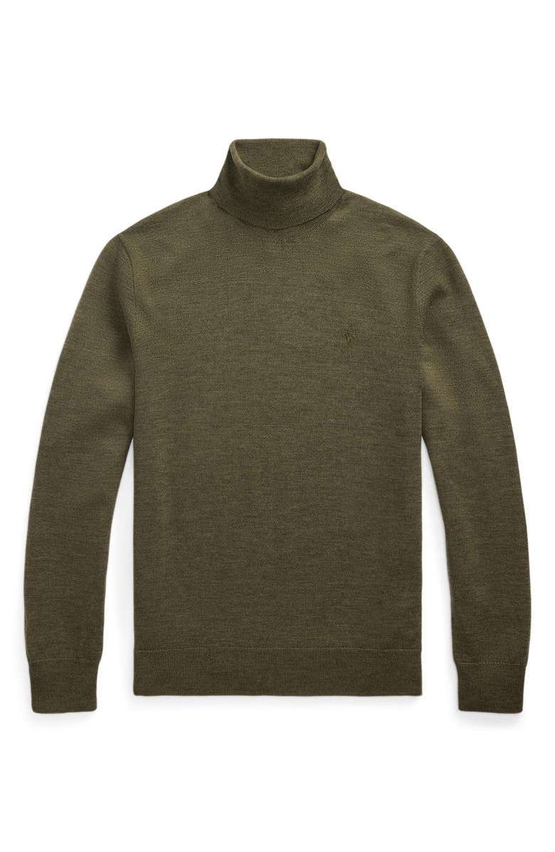 Polo Ralph Lauren Merino Wool Turtleneck Sweater, Alternate, color, Cargo Olive Heather