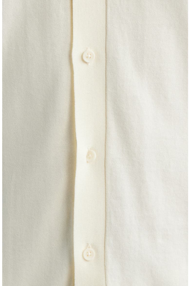 Short Sleeve Button-Up Cotton & Silk Sweater, Alternate, color, SILVER BIRCH