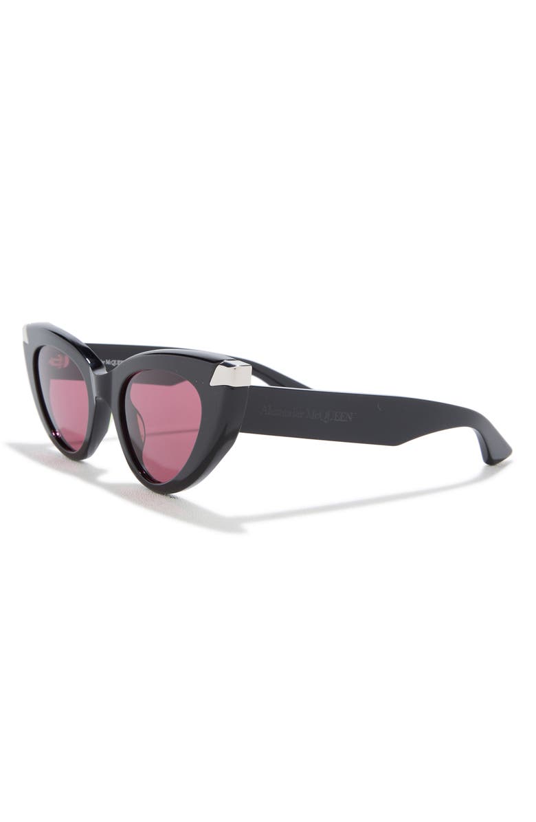 McQueen 50mm Cat Eye Sunglasses, Alternate, color, Black Black Violet