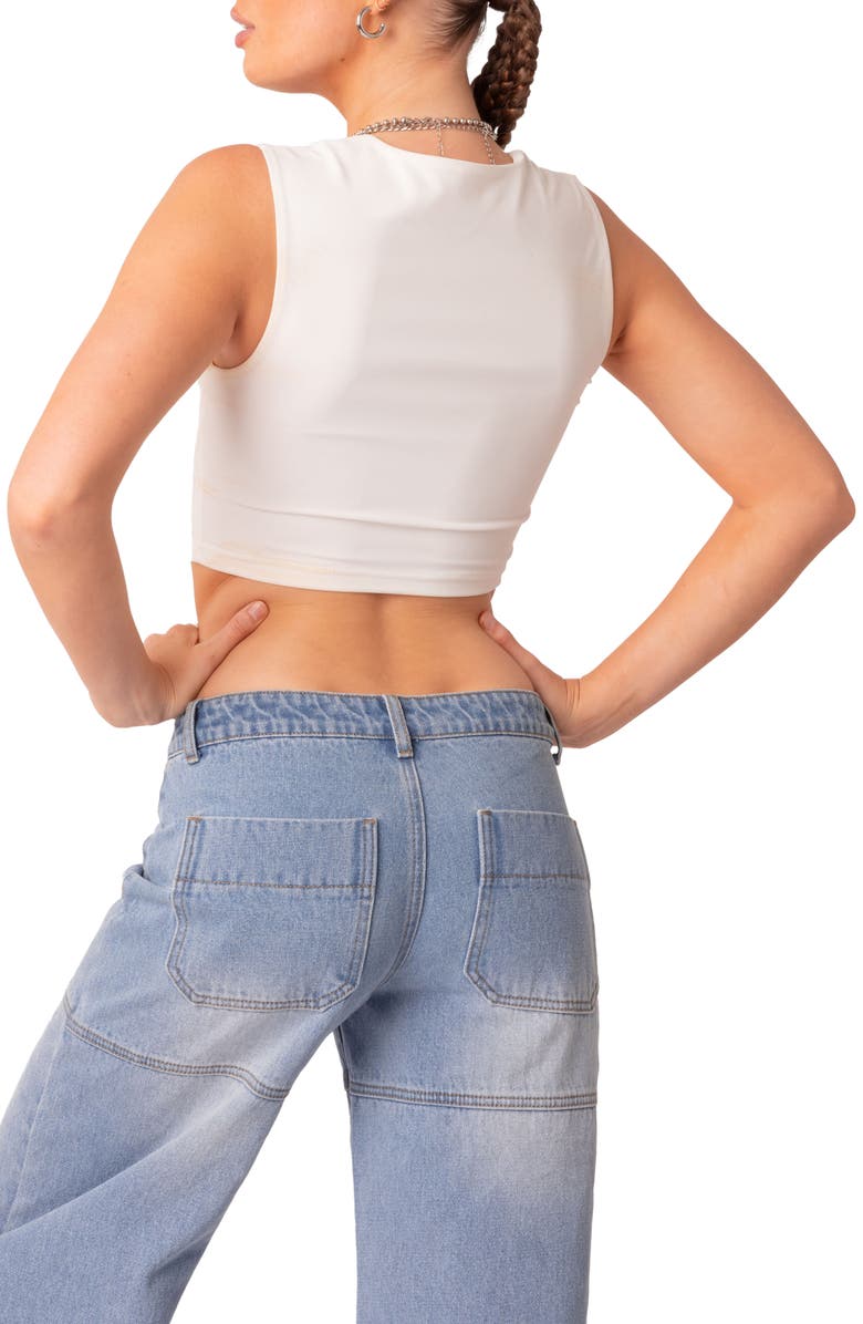 EDIKTED It Girl Square Neck Crop Tank, Alternate, color, White