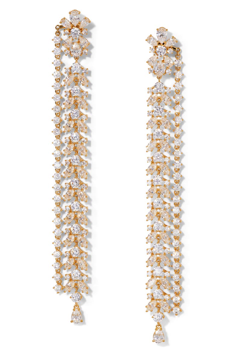 Starlet Extra Long Linear Drop Earrings, Main, color, GOLD