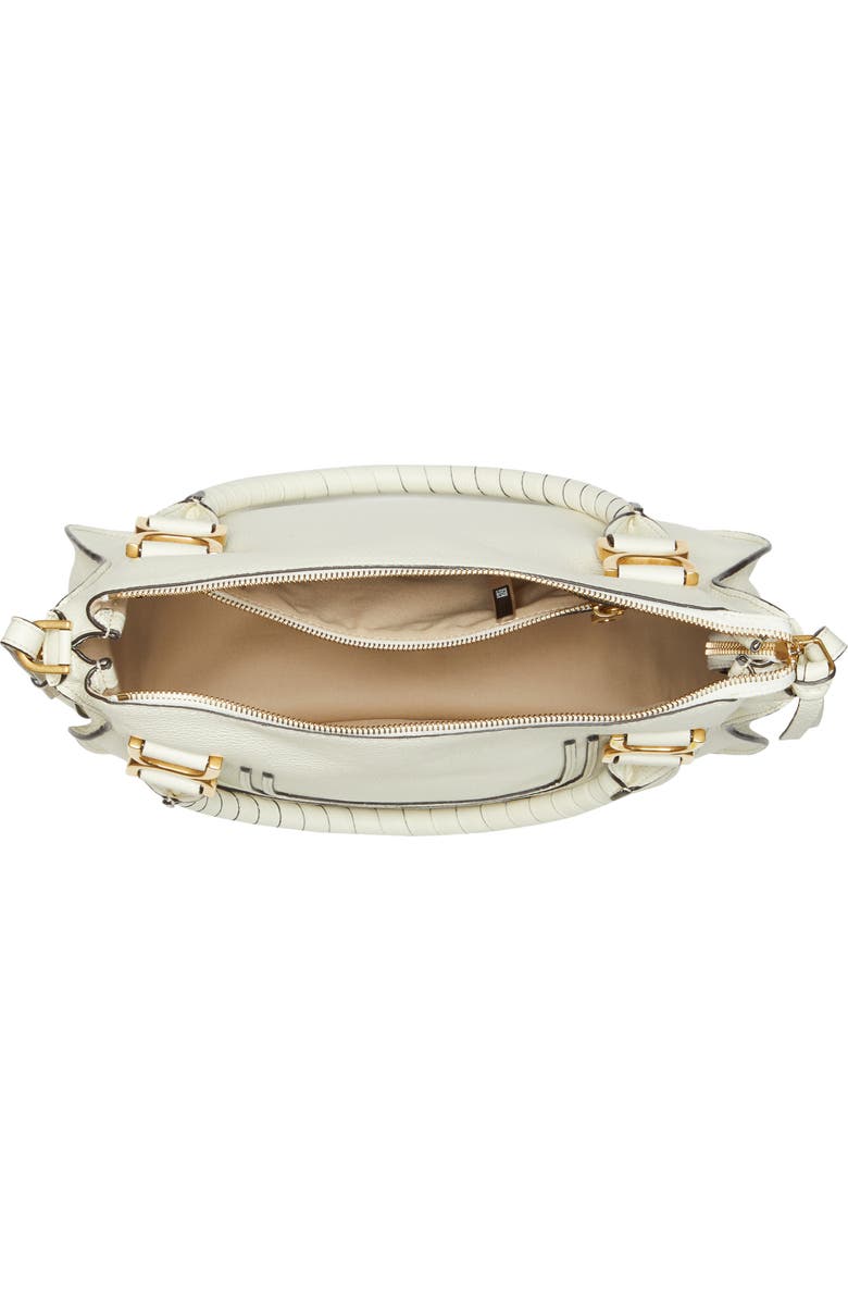 Chloé Medium Marcie Calfskin Leather Satchel, Alternate, color, Natural White