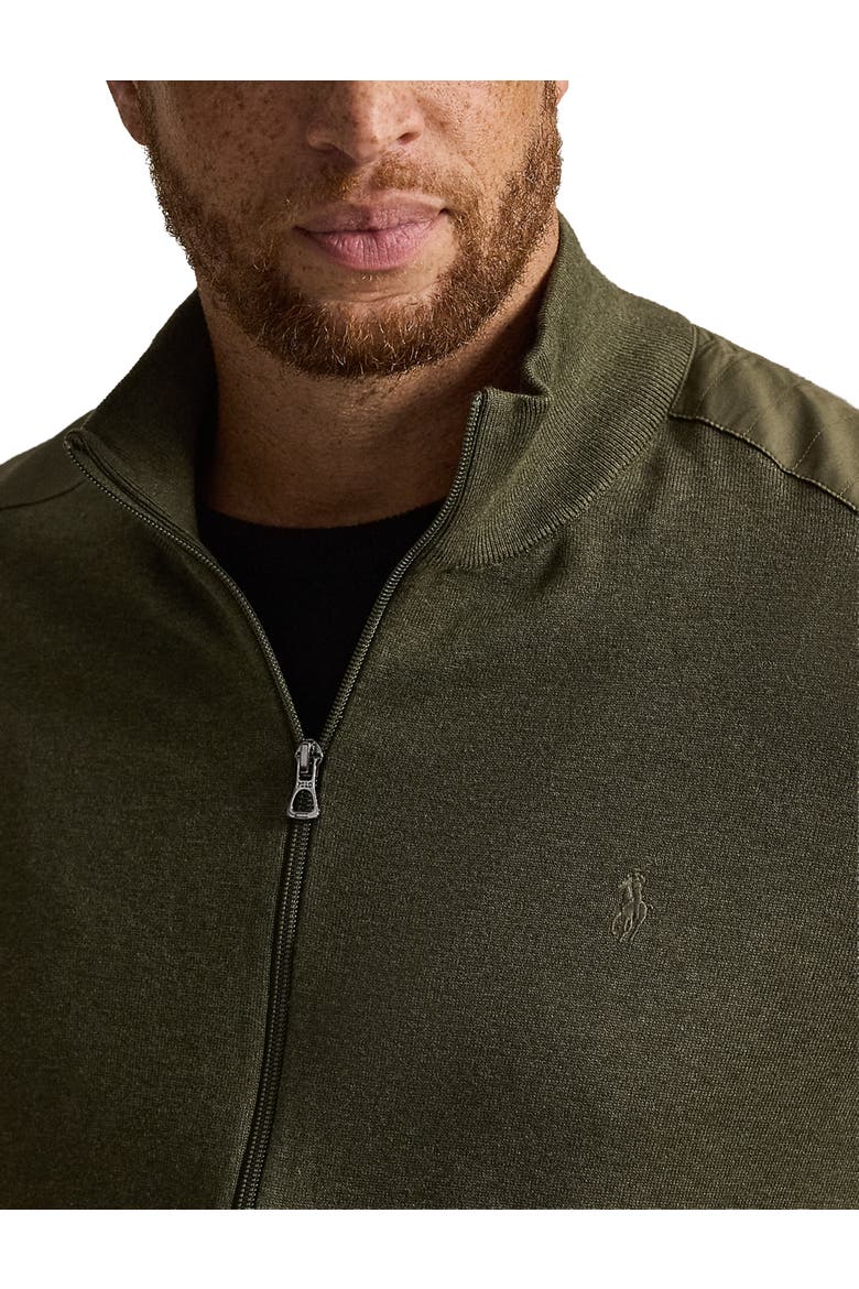 Big & Tall Zip-Front Hybrid Sweater, Alternate, color, OLIVE COMBO