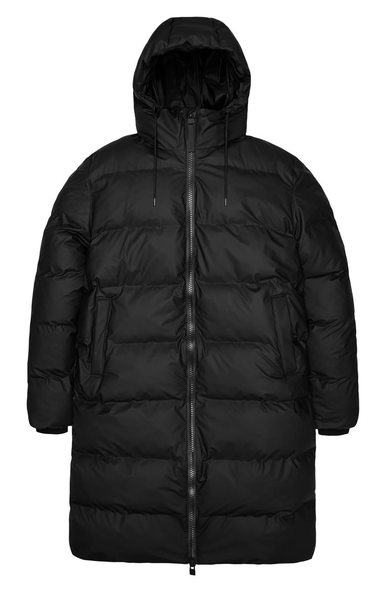 Rains Alta Waterproof Long Hooded Puffer Coat, Alternate, color,