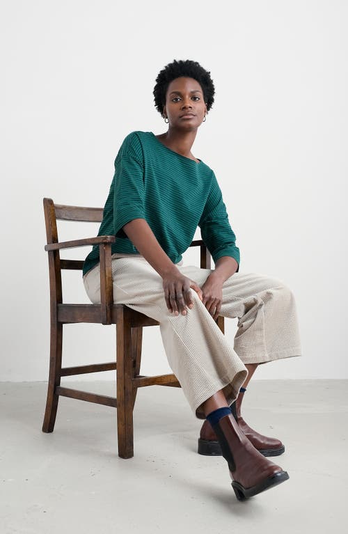 Seasalt Cornwall Tremayne Quay Stripe Organic Cotton Top In Green