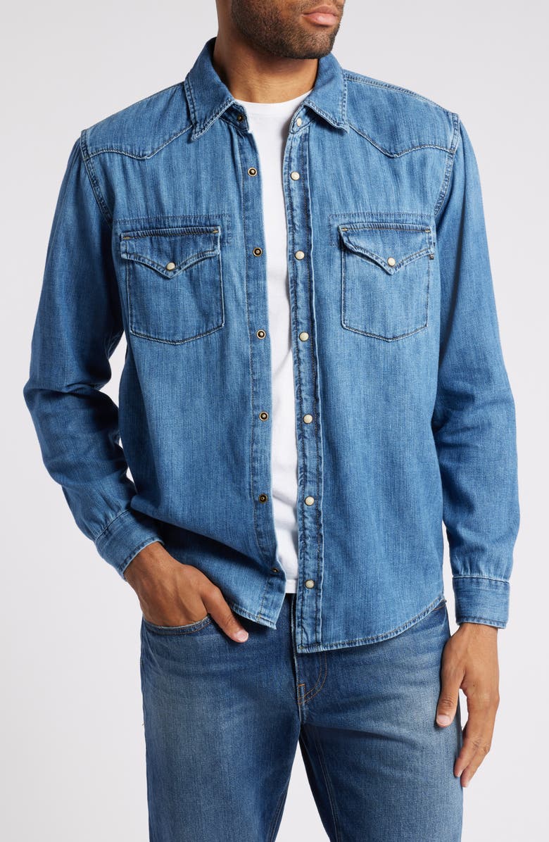 AG Aiden Western Denim Snap-Up Shirt, Main, color, 