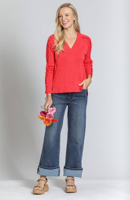 Apny Fringe Detail Cotton Sweater In Tangerine