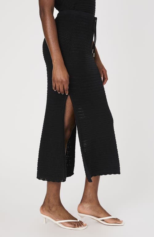 French Connection Nellis Mixed Stitch Drawstring Midi Skirt In Black