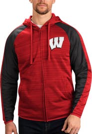 G-III SPORTS BY CARL BANKS Men's G-III Sports by Carl Banks Red Wisconsin Badgers Neutral Zone Raglan Full-Zip Track Jacket Hoodie