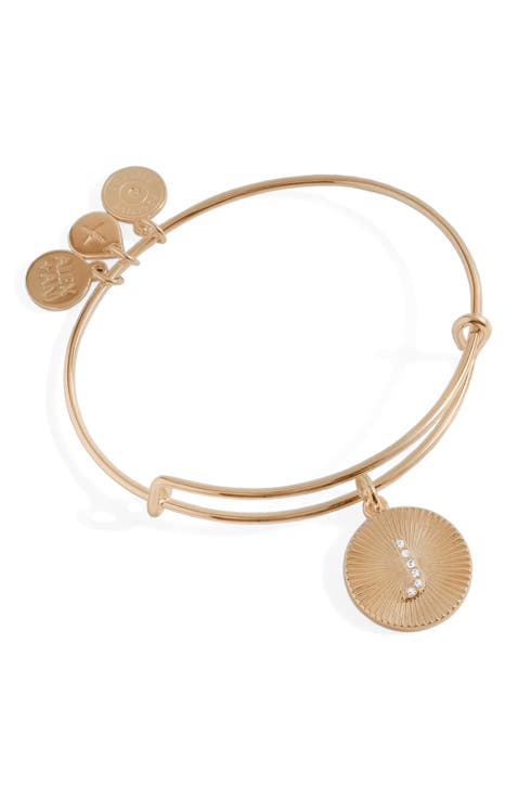 Pave Starburst Texture Initial Bangle Bracelet