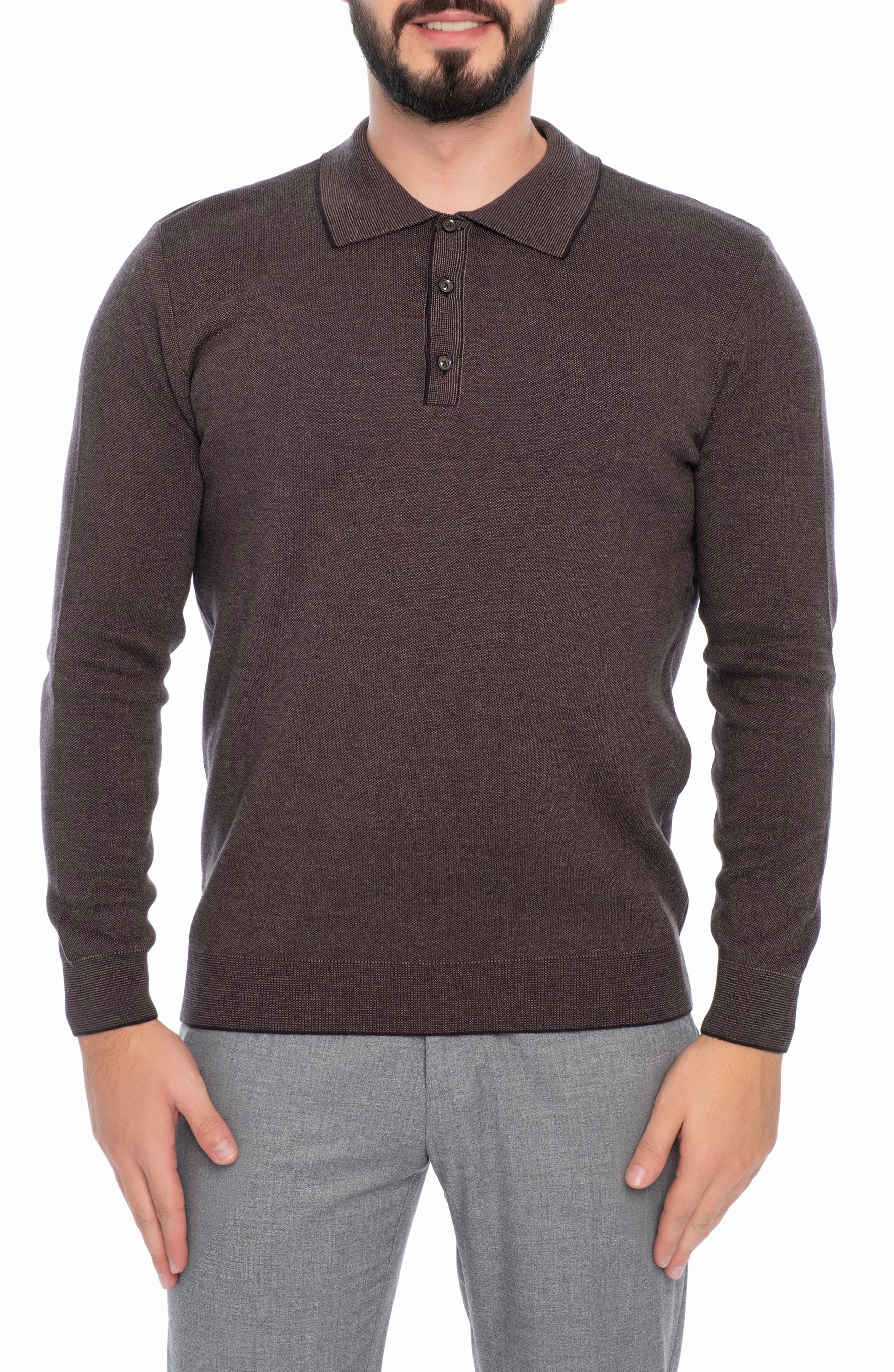 VELLAPAIS Long Sleeve Cotton Polo