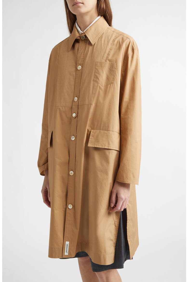 Textured Bib Cotton Coat, Alternate, color, DARK BEIGE