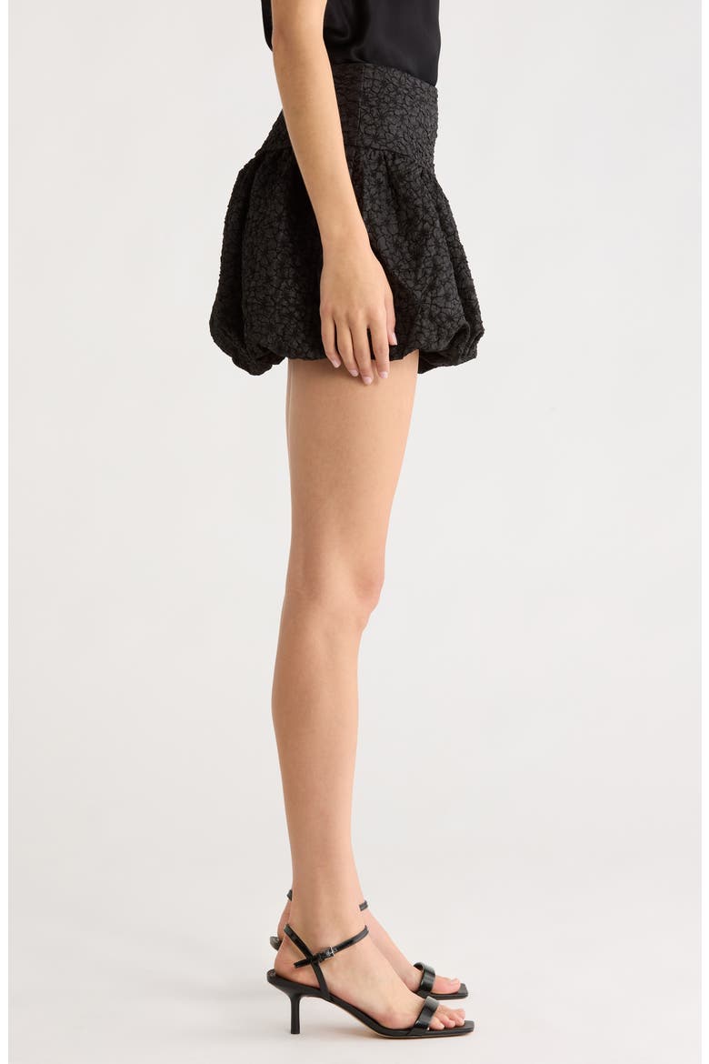 Alea Floral Bubble Hem Miniskirt, Alternate, color, BLACK