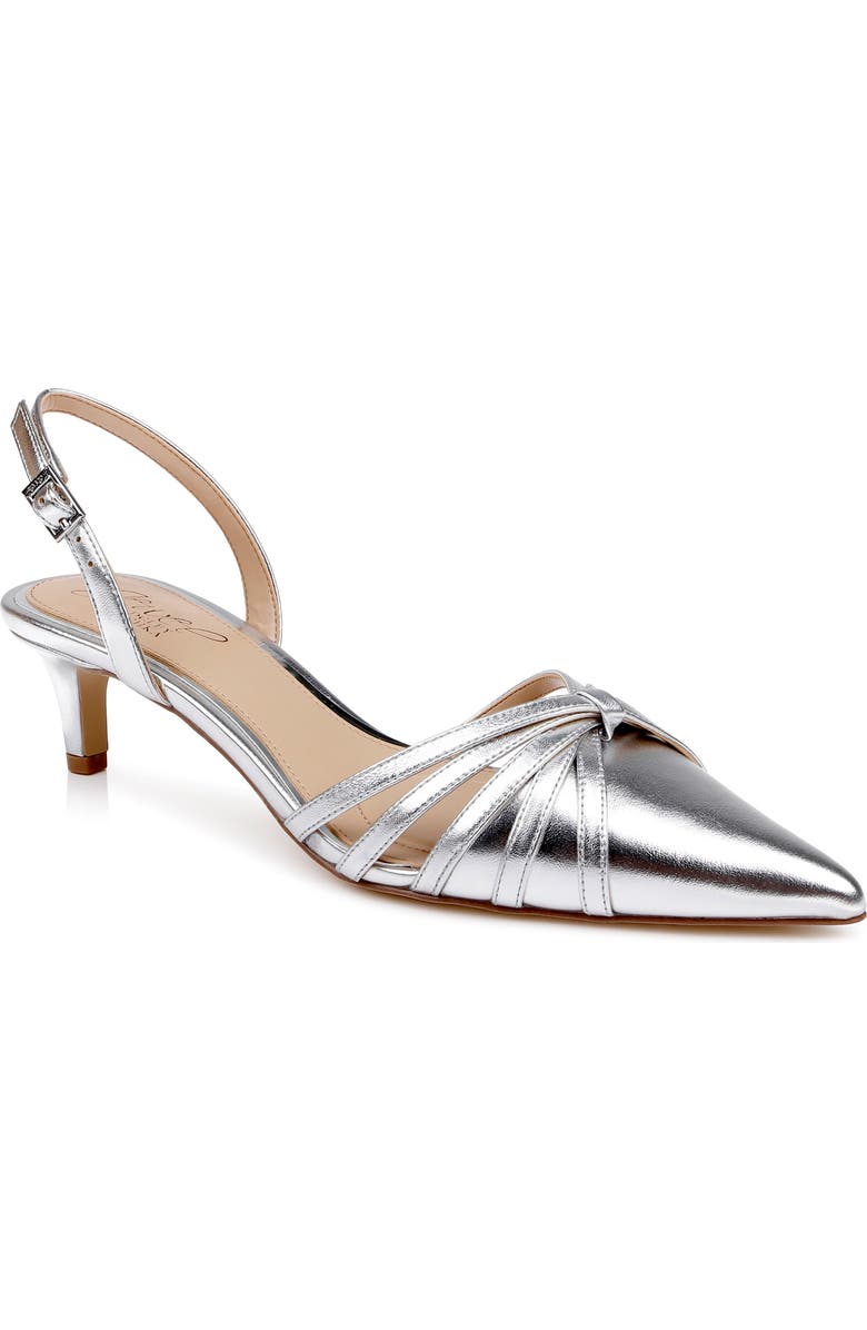 Jewel Badgley Mischka Patricia II Slingback Pump, Main, color, Silver Leather
