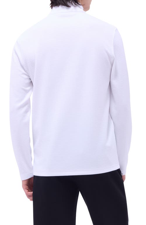 Bugatchi Waffle Knit Quarter Zip Performance Pullover In White