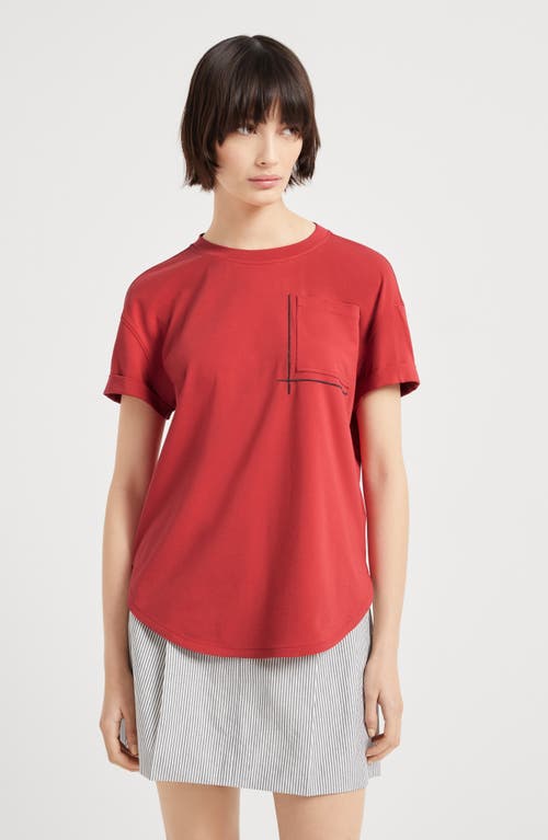 Brunello Cucinelli T-shirt Whit Embellishments In Red