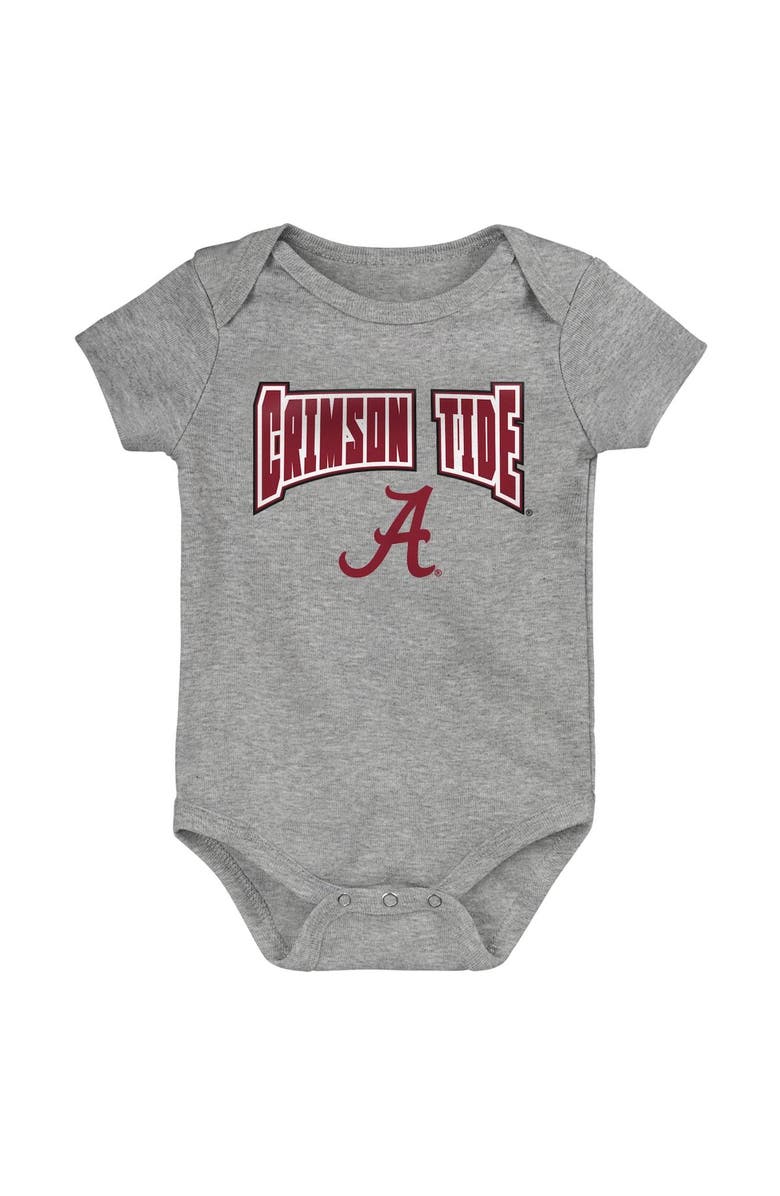 Outerstuff Newborn & Infant Crimson/White/Heathered Gray Alabama Crimson Tide 3-Pack Game On Bodysuit Set, Alternate, color, 