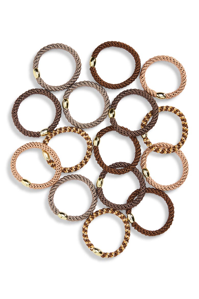 Grab & Go Set of 15 Assorted Ponytail Holders, Main, color, MAPLE
