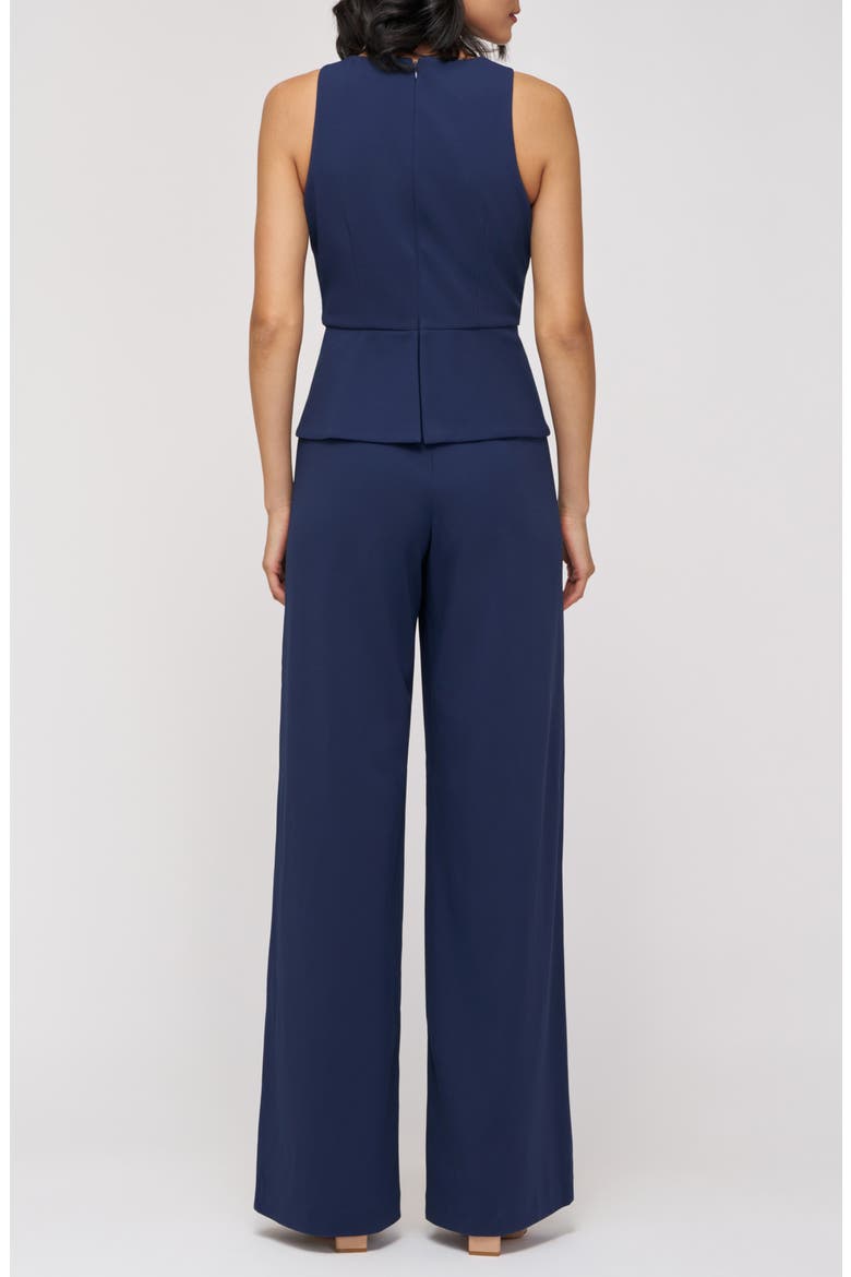 Calista Sleeveless Peplum Jumpsuit, Alternate, color, DEEP NAVY
