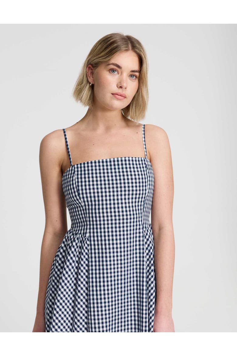 Romina Cotton Gingham Midi Dress, Alternate, color, Navy Gingham Check