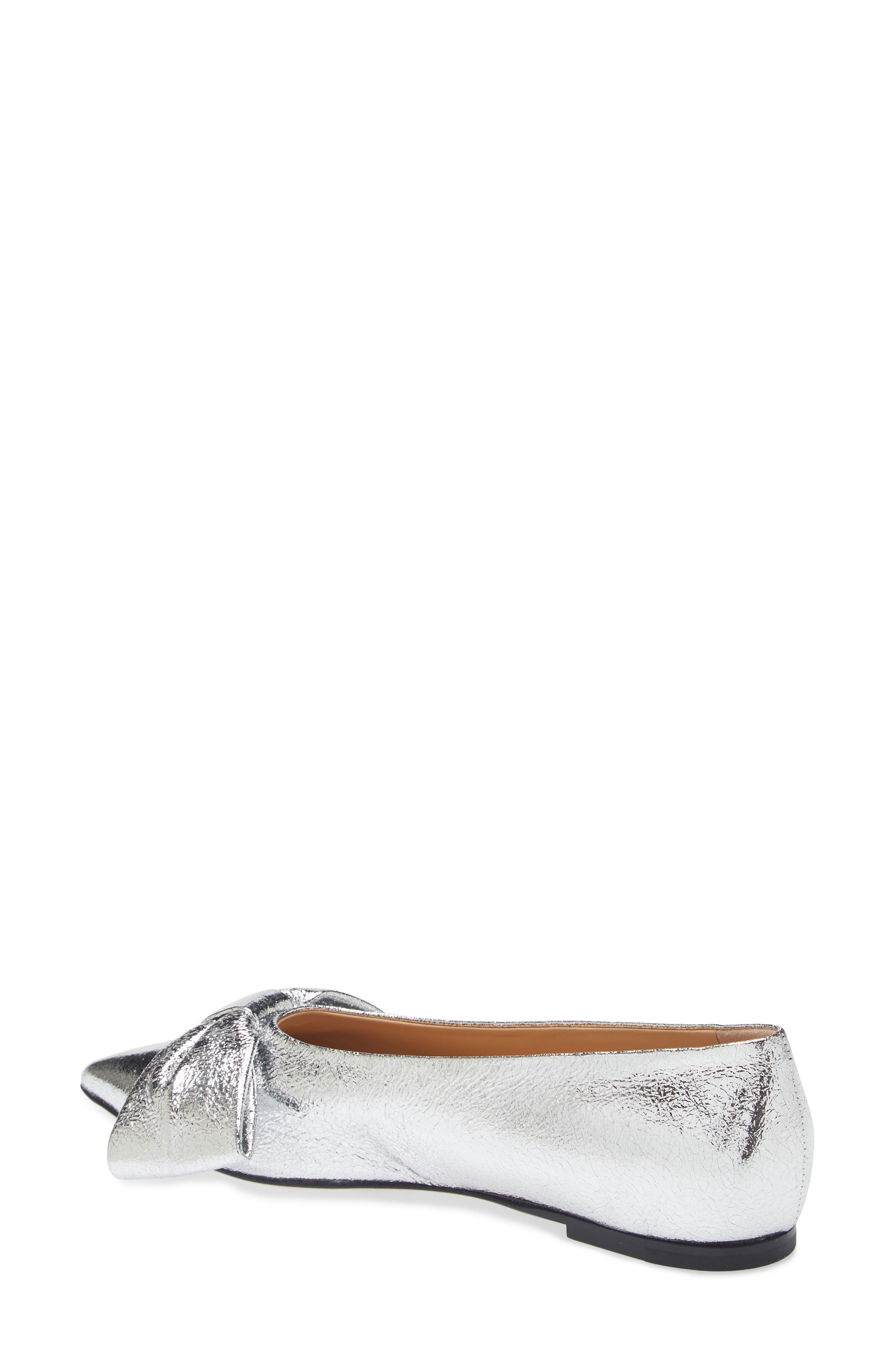 Dear Frances Bow Pointed Toe Flat, Alternate, color, Silver