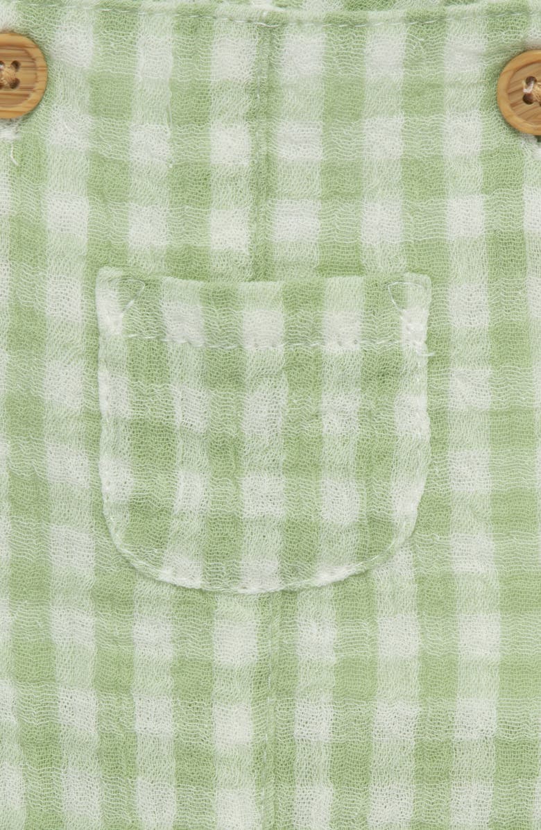 Little Me Slub T-Shirt & Gingham Shortalls Set, Alternate, color, 