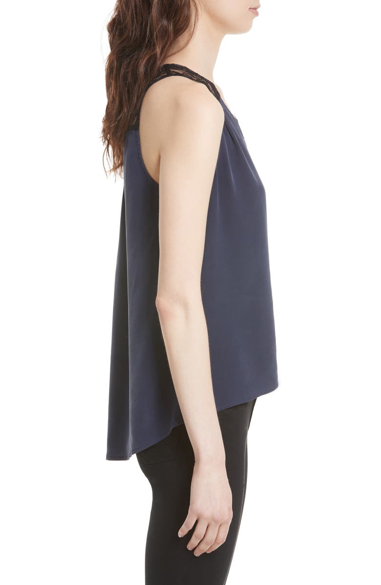 Joie Alvery Lace Trim Silk Shell, Alternate, color,