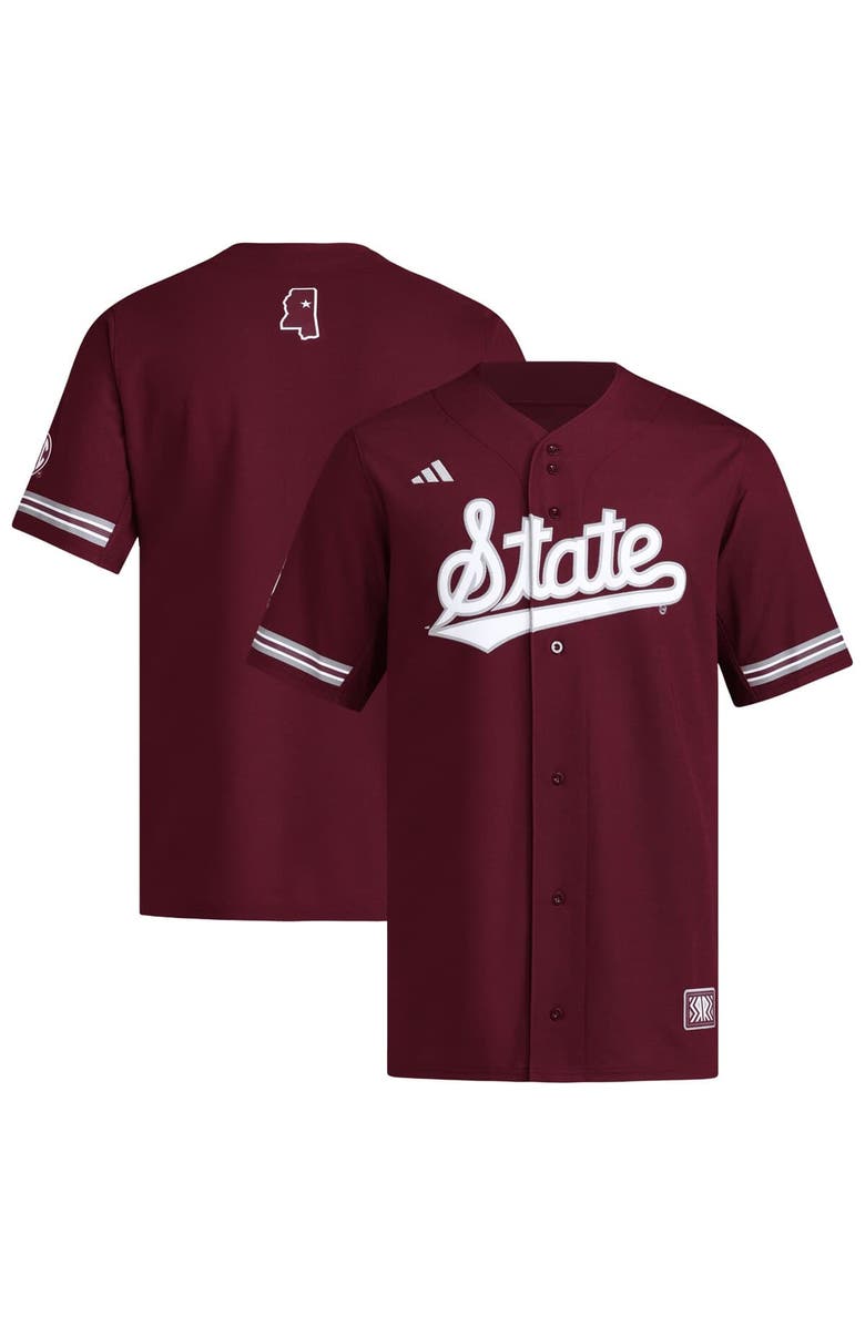 adidas Men's adidas  Maroon Mississippi State Bulldogs Reversible Retro Full-Button Baseball Jersey, Alternate, color, Maroon