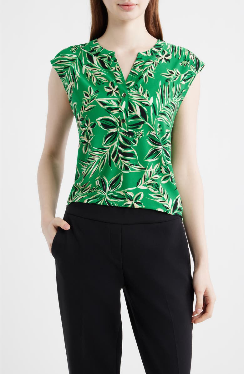 AK ANNE KLEIN Tropical Print Dolman Sleeve Top, Main, color, 