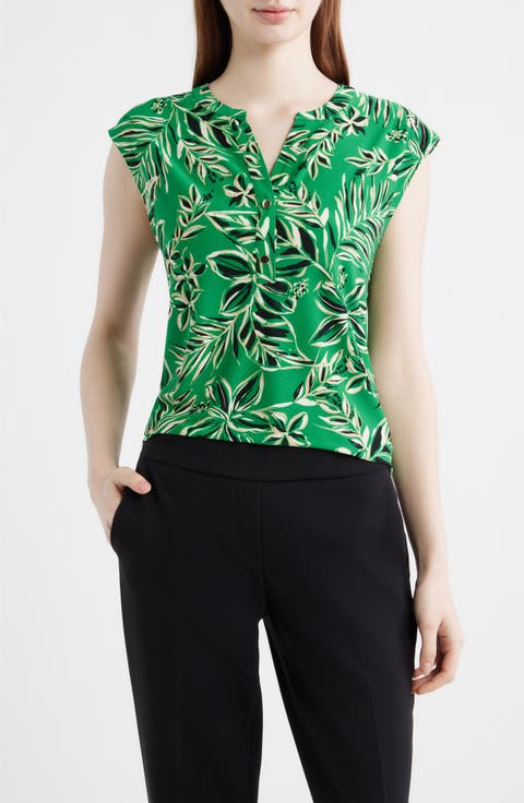 Tropical Print Dolman Sleeve Top (Regular & Petite)