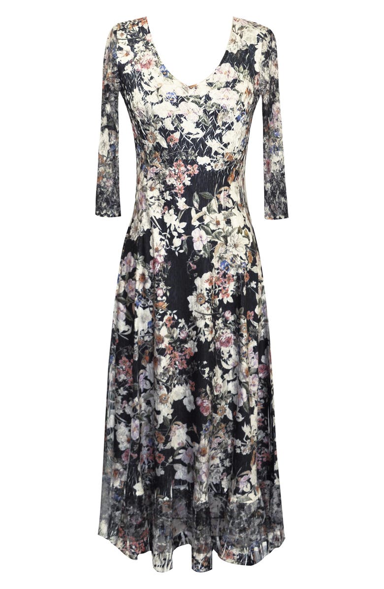 Komarov Lace Sleeve Charmeuse Midi Dress, Alternate, color, 