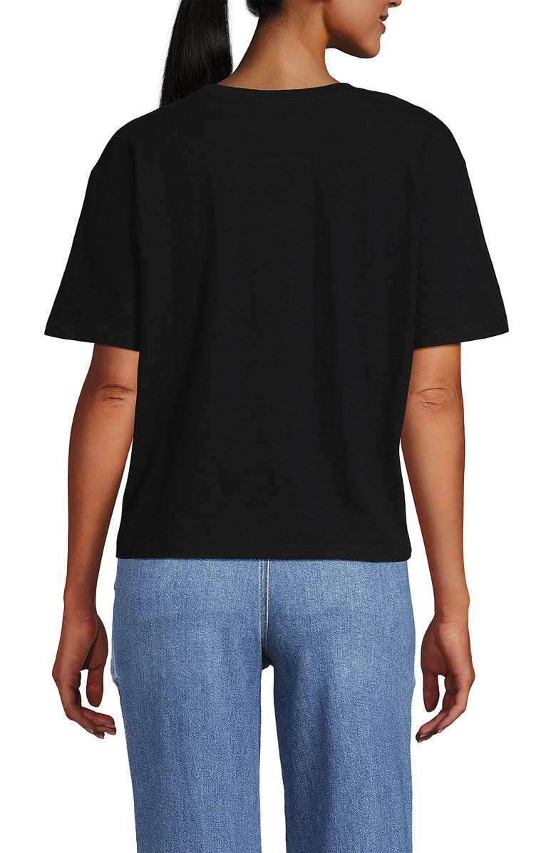 Lands' End Short Sleeve Slub Jersey Cutwork T-Shirt, Alternate, color, Black