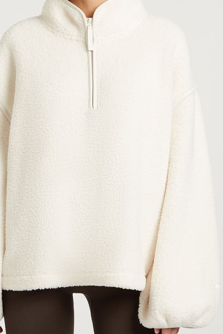 Sloane Borg Half-Zip Loose Fit Fleece, Alternate, color, Cream