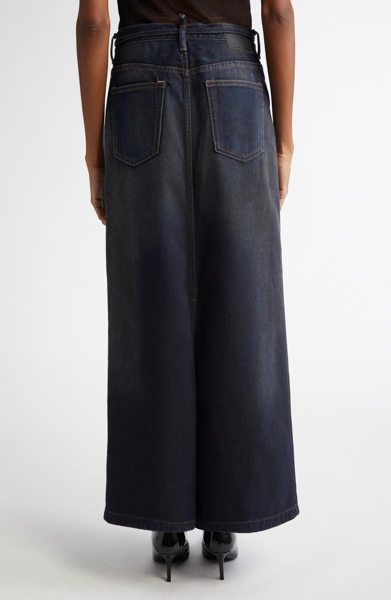 Acne Studios Talia Darkside Belted Denim Maxi Skirt, Alternate, color, Dark Blue