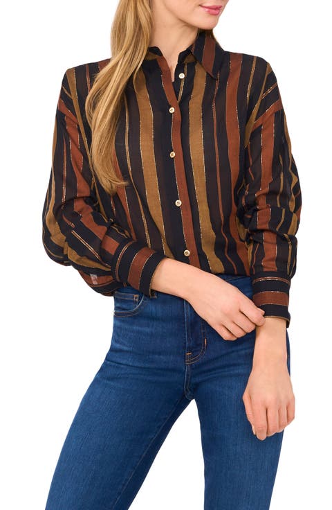 Stripe Oversize Button-Up Shirt